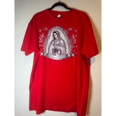 Smart Blanks Mens Red Virgin of Guadalupe Nuestra Reyna Graphic T-Shirt XL