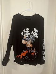 Dragon Ball Z Super Saiyan Goku Long Sleeve Shirt Japanese Lettering 2XL