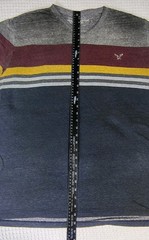 American Eagle Tee XXL Navy Maroon Grey Yellow Stripes Athletic Fit Y2K Preppy