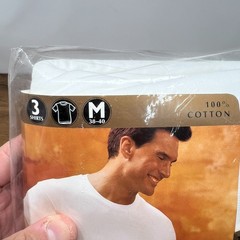 VTG Hanes Men White Crew Neck T-Shirts Tagless Comfortsoft 3-Pack Medium NEW NOS