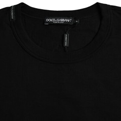 DOLCE & GABBANA T-shirt Black Logo Embossed Cotton Crew Neck IT46/US36/S 750usd