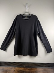Jachs MFG Men’s XXL Waffle Knit Thermal Shirt Black Long Sleeve Crewneck Cotton
