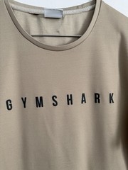 Gymshark Shirt Men Large Green Pullover T Tee Graphic Spell Out Logo Tan Brown