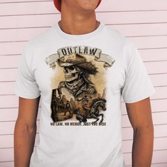 Outlaw Cowboy Skull Unisex T-shirt | Vintage Western Skeleton Horse Rider Shirt