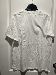 Unisex L White Cotton Crew Neck Short Sleeve Korean Graphic Print T-Shirt bts