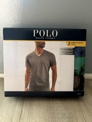 Polo Ralph Lauren Small Men 3-Pack V-Neck T-Shirt Green Blue Black Classic New