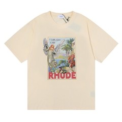 RHUDE NEW Men Women High Quality Loose Leisure Cotton Short Sleeve T-Shirt M-2XL