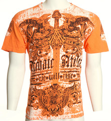 Archaic by Affliction Men’s T-Shirt Parallel Wings Cross Biker