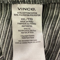Vince T-Shirt Mens XXL Striped Cotton Blend Minimalist Quiet Luxury Grey White
