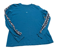 Nike The Nike Tee Men’s Blue Solid Long Sleeve Crew Neck Logo T-Shirt L