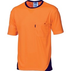 DNC Workwear Hi Vis Short Sleeve Cool Breathe T-Shirt Tee LHC Button Down Pocket