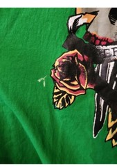 VTG Karl Kani Gold Mens Tattoo Graphic T-Shirt S/S Rare Skull Style Green Sz L