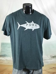 POKE District Broke Da Mouth SHIRT XL Blue Cotton Poly Hawaii Cuisine Orange CA