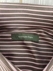 Ermenegildo Zegna Men’s Dress Shirt L Pink & Brown NWT Single Chest Pocket