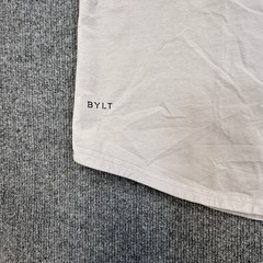 BYLT Drop Cut Lux V-Neck Shirt Mens Large (Fits as Medium) Gray Curved Hem Tee