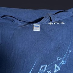 PLAYSTATION 4 PS4 GREATNESS AWAITS Men’s Promo Tee Size XL Navy Blue Game Stop