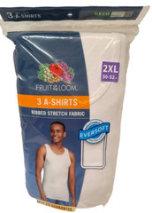 Fruit of the Loom Men’s 3 pack A-Shirts Size 2XL 50-52in Ribbed Stretch Fabric