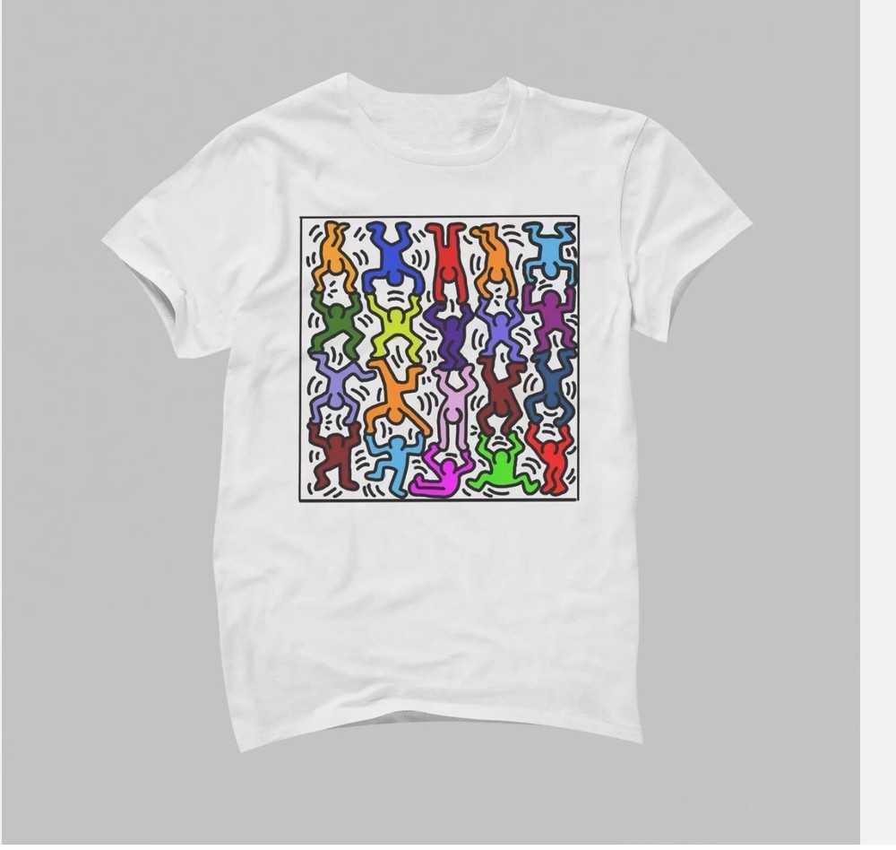 Keith Haring Multi-Color Acrobats White Short Sleeved T-Shirt