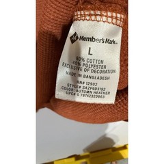 Member’s Mark Thermal Shirt Mens Large Orange Excellent Waffle Knit SAZF9D3192