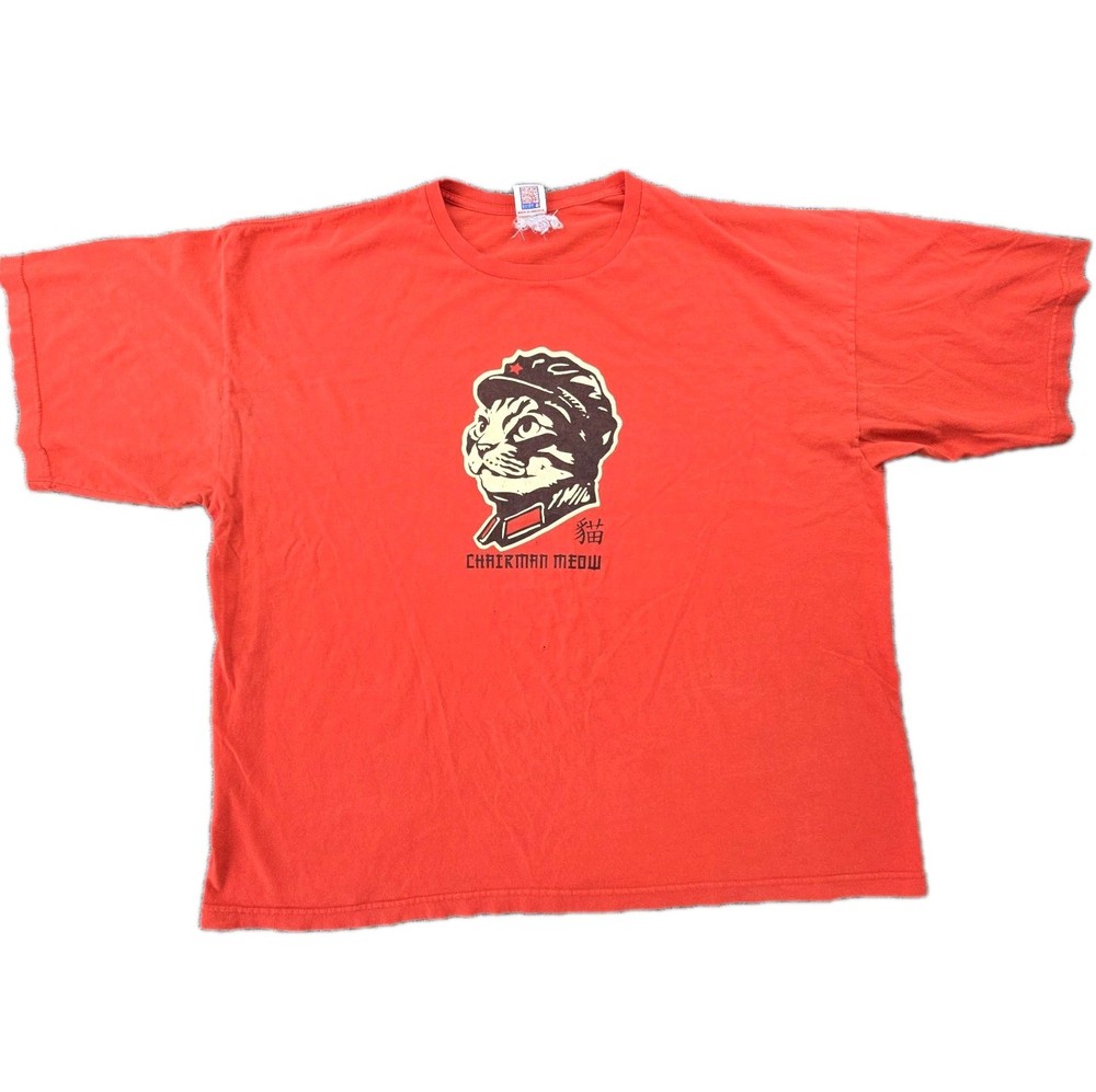Vintage Bayside “Chairman Meow” Parody T-Shirt, Made in USA, Oversized (28×28)