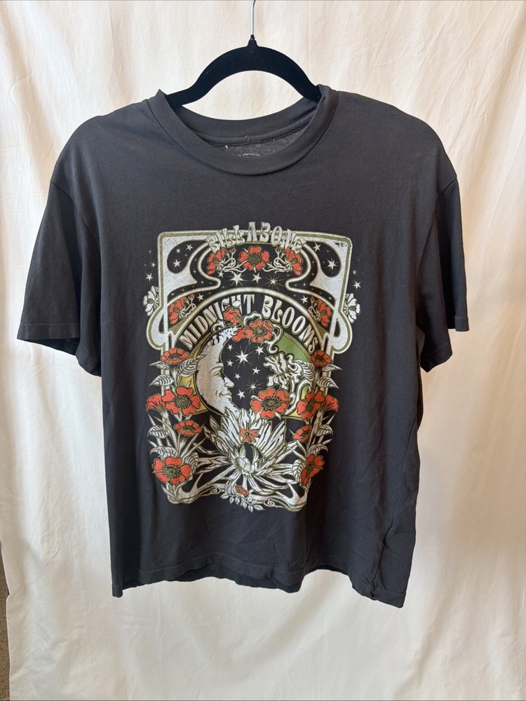 Billabong, Unisex, Black Graphic T-Shirt, Size Small