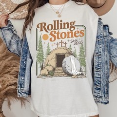 Rolling Christian T-Shirt, Stones Easter Clothing, Jesus Christ Shirt