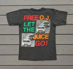 Vintage 90s OJ Simpson Double-sided Size L Single Stitch Rap Tee T-shirt Black