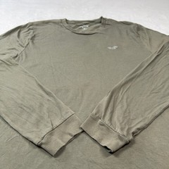 Hollister Long Sleeve Shirt Mens L Olive Green Good Cotton Logo 324R2713