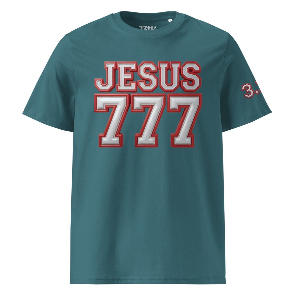 Unisex Organic Cotton T-Shirt – “JESUS 777” | Divine Perfection & Style