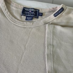 Polo Sport Ralph Lauren Mens XXL Beige Ribbed Cotton T-Shirt Made in USA Vintage
