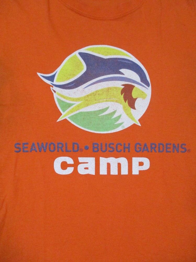XL orange SEA WORLD – BUSCH GARDENS CAMP t-shirt – unbranded – DAMAGED