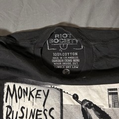 Riot Society T-Shirt Monkey Business Graphic Black Cotton Funny Tee Men’s Small