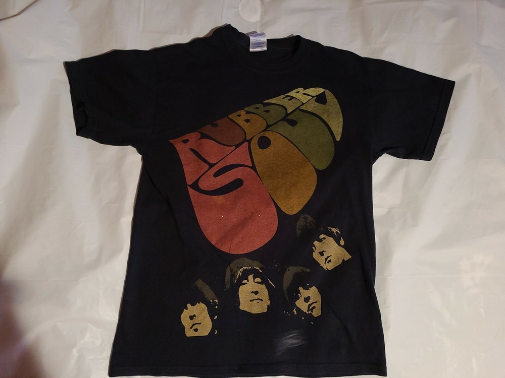 Beatles Rubber Soul Big Letters Black T Shirt Official Band Merch