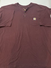 Carhartt Men’s Henley Original Fit Pocket T shirt Size 4XL Maroon Pin hole