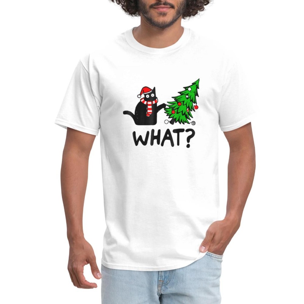 Funny Cat Christmas Tree What Men’s T-Shirt