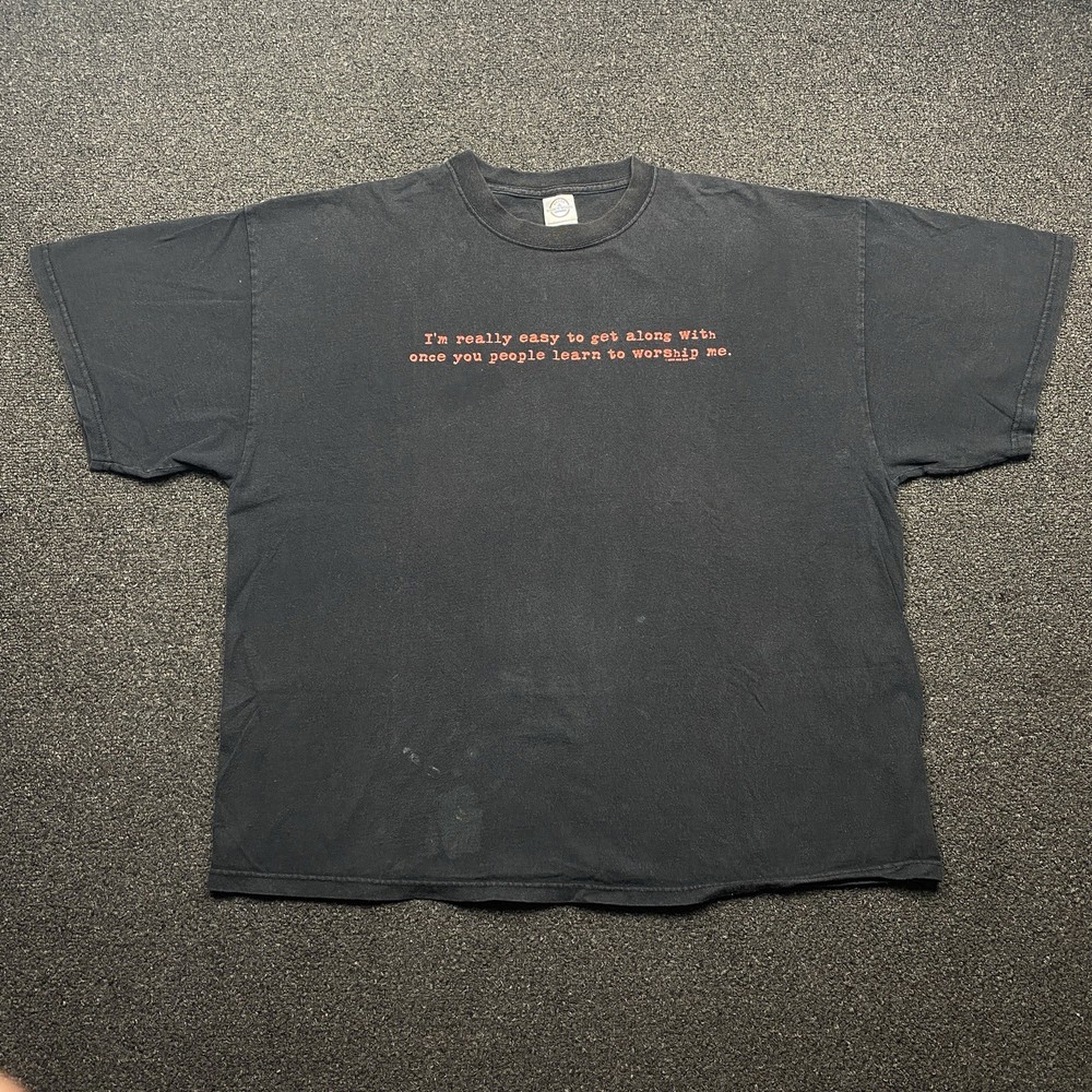 Vintage Y2K Now And Zen T Shirt Size 2XL Black Grunge Worship Text Funny
