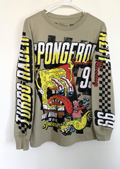 Spongebob Square Pants NEFF Turbo Racer Graphic Long Sleeve Olive Green Shirt Sm