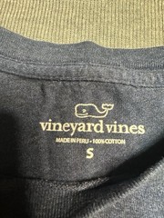 Vineyard Vines Men’s Blue Long Sleeve Pocket Crew Tee Whale Logo Graphic Sz S