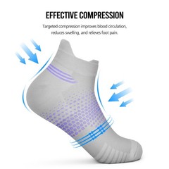 6 Pairs Ankle Compression Socks For Women Running With Heel Tab Cushioned