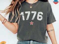 Patriotic 1776 America Independence Day Graphic T Shirt USA Tee