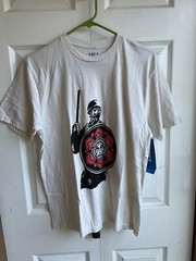 NWT Mens Obey Riot Cop Shield Cream White T Shirt RARE 100% Organic Cotton sz M