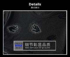 New Men Luxury Diamond Hands Rhinestones Fashion Black T-Shirt High Quality
