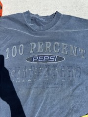 Vintage 90s Pepsi 100 Percent Guaranteed Embroidered T-Shirt XL Single Stitch
