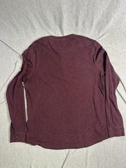 American Eagle Active Flex Men’s Burgundy Solid Cotton Knit Henley Tee Sz L
