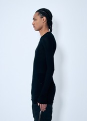 Rick Owens Rib Long Sleeve T-Shirt Silk Viscose Crewneck Size Large (RU01E5250)