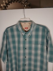Wrangler Men Blue Plaid Button Down Shirt XL