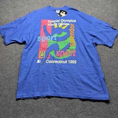 Vintage Starter Special Olympics Games Shirt Mens 2XL Blue Connecticut 1995 90s