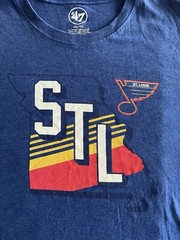 47 St Louis Blues Blue Retro Striped State Hockey Unisex T Shirt 2XL (23×29)