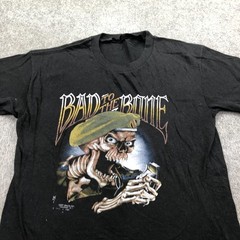 Vintage Military Shirt Mens Medium Skeleton Bad To The Bone Just Brass 1987