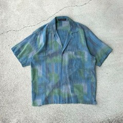 80s Vintage Harry Rosen Gradient Open Collar Shirt Size L